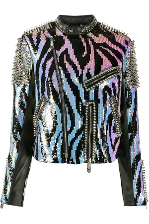 Philipp Plein Leren bikerjack