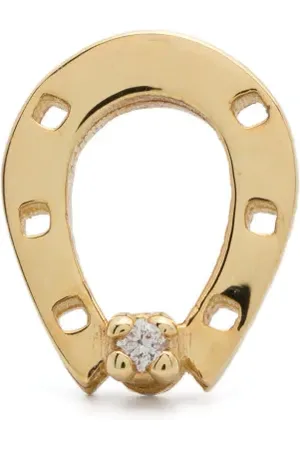 Aliita 9kt geelgouden Mini Horseshoe enkele oorbel met diamant
