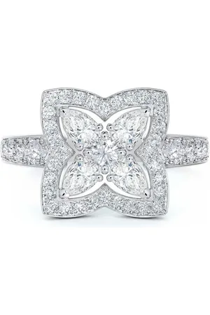 De Beers 18kt witgouden Enchanted Lotus ring met diamant