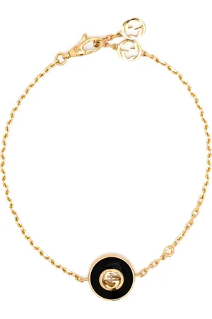 Gucci 18kt geelgouden GG armband met onyx en diamant