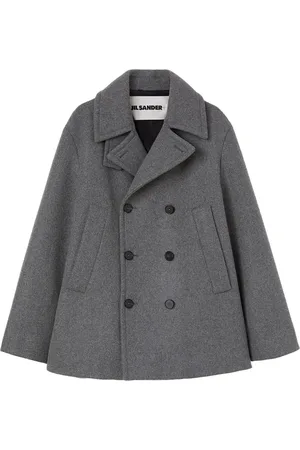 Jil Sander Wollen jas met dubbele rij knopen