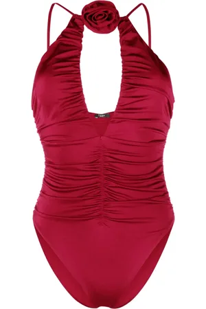 Noire Swimwear Badpak met bloemenpatch en ruches