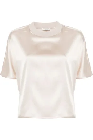 PESERICO SIGN Satijnen blouse met ronde hals