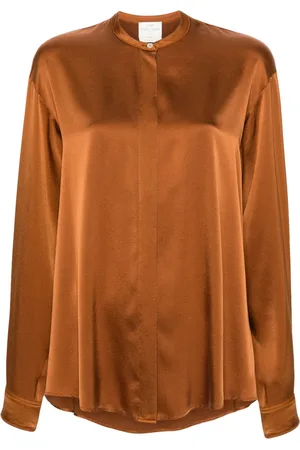 FORTE FORTE Satijnen blouse met bandkraag