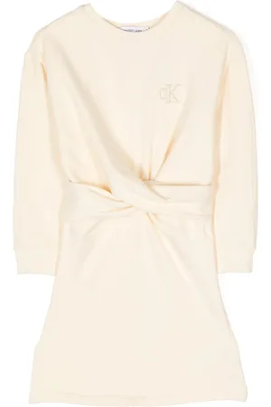 Calvin Klein Katoenen jurk met geborduurd logo en gedraaid detail