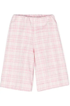 MONNALISA Straight broek met tartan ruit en logoplakkaat