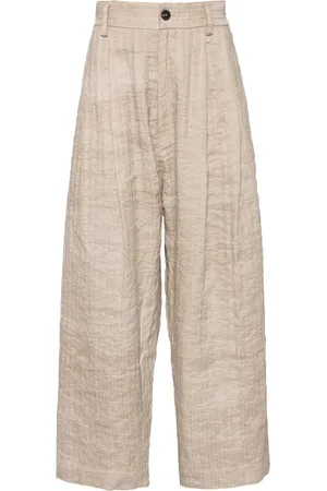 ZIGGY CHEN Broek met krijtstreep en wijde pijpen