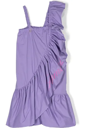 MISS BLUMARINE Jurk met logoprint en ruches