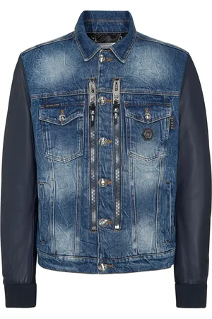 Philipp Plein Denim jack met vlakken en logo