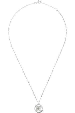 De Beers 18kt witgouden Enchanted Lotus Medal halsketting met diamant