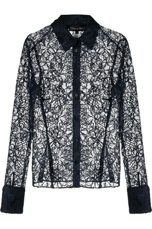 Oscar de la Renta Blouse met bloemenkant