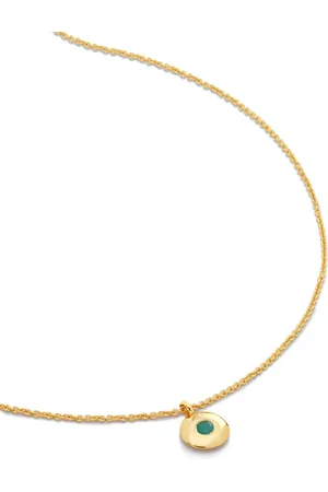 Monica Vinader 18kt gerecycled vermeil halsketting met smaragd hanger