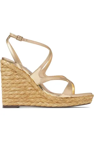 Jimmy Choo Ayla 110 mm raffia sandalen met sleehak