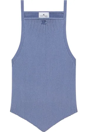 Courrèges Pointy tanktop met geribbelde gebreide