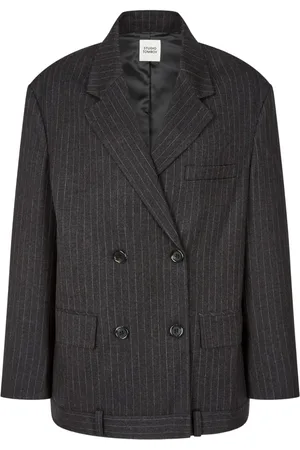 Studio Tomboy Blazer met krijtstreep en dubbele rij knopen