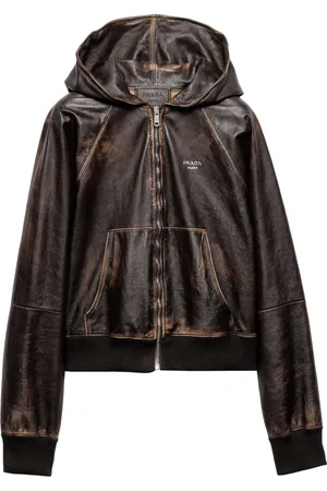 Prada Leren jack met capuchon