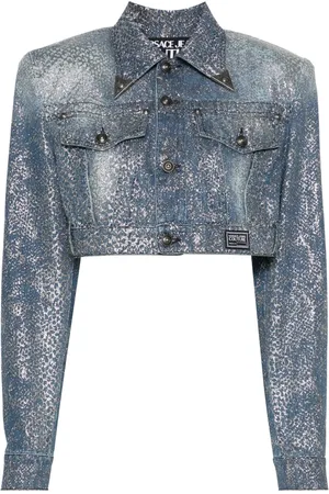 VERSACE Animalier cropped denim jack