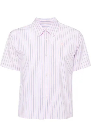 Chocoolate Gestreept popeline shirt met geborduurd logo