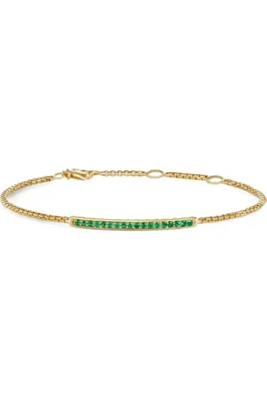 David Yurman 18kt geelgouden Petite Pavé armband met smaragd