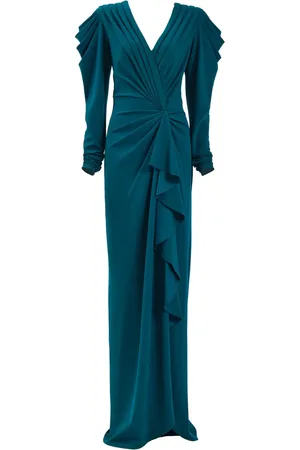 Tadashi Shoji Finch Waterfall Gedrapeerde avondjurk