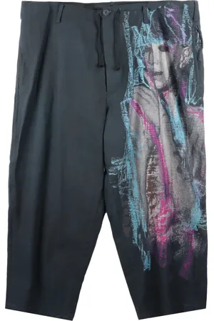 YOHJI YAMAMOTO Plooibroek met grafische print en toelopende pijpen