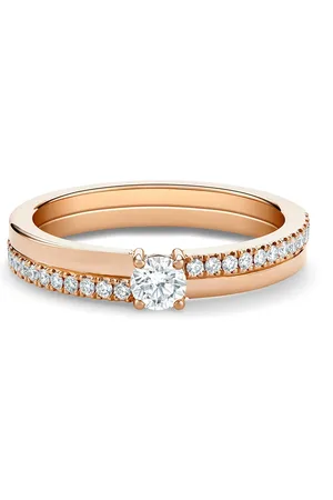 De Beers 18kt roségouden The Promise kleine ronde briljante ring met diamant