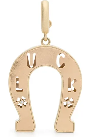 Lauren Rubinski 14kt geelgouden Horseshoe hanger met diamant