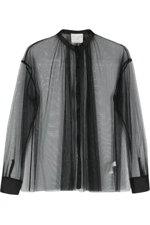 FORTE FORTE Gerafelde mesh blouse