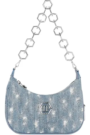 Philipp Plein Denim schoudertas met monogram