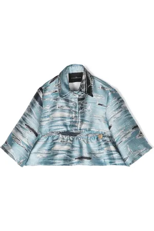 John Richmond Peplum shirt met gerafelde print