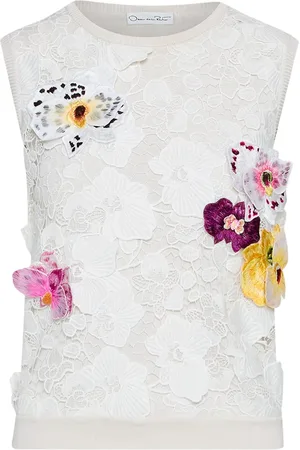 Oscar de la Renta Orchid tanktop met inzetstuk