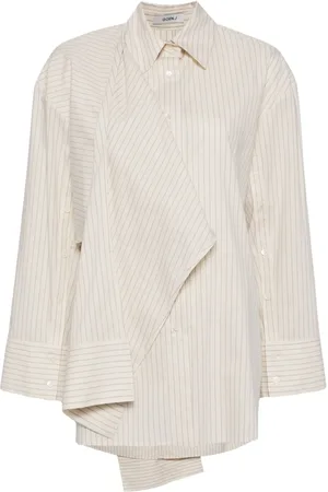GOEN.J Katoenen blouse met geknoopt detail