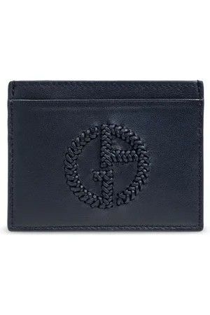 Giorgio Armani Leren pasjeshouder met gegraveerd logo