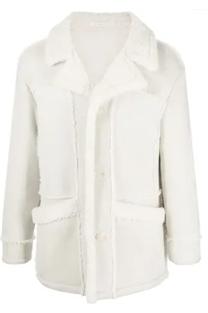 Fursac Lammy coat met gekerfde revers