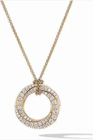 David Yurman 18kt geelgouden Pavé Crossover halsketting met diamant (21 mm)