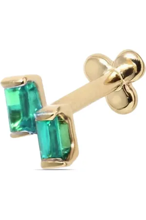 Lark & Berry 14kt geelgouden Omnis oorbel met saffier