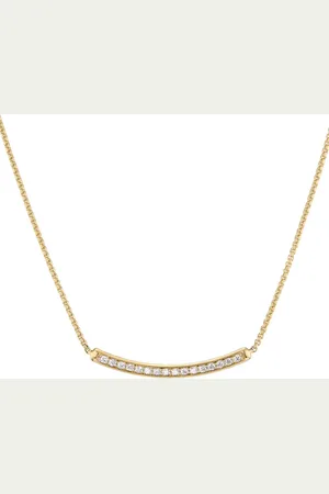 David Yurman 18kt geelgouden Petite Pavé Bar halsketting met diamant (1,25mm)