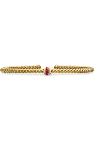 David Yurman 18kt geelgouden Classic Cablespira Station pavé armband (3mm)