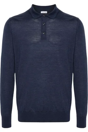 CARUSO Fijngebreid poloshirt