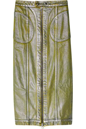 ECKHAUS LATTA Metallic denim rok met rits
