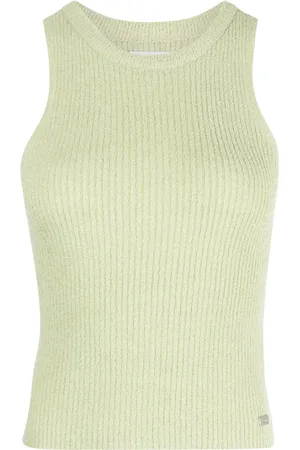 Izzue Geribbelde tanktop met logoplakkaat