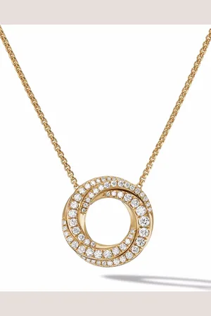 David Yurman 18kt geelgouden Petite Pavé Crossover halsketting met diamanten hanger (15.5 mm)