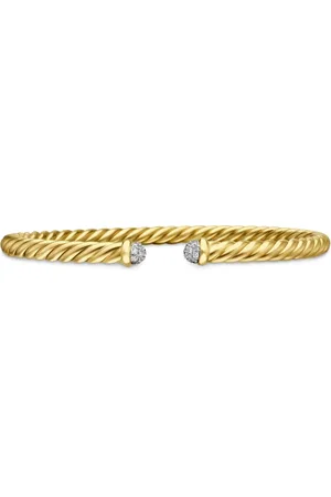 David Yurman 18kt geelgouden Modern Cablespira armband met diamant (4 mm)
