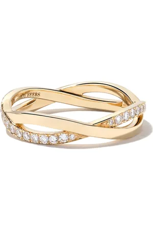 De Beers 18kt geelgouden Infinity ring met halve pavé diamant