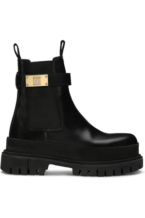 Dolce & Gabbana Leren enkellaarzen met logoband
