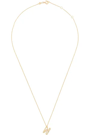 Aliita 9kt geelgouden Letra N halsketting met amethist hanger