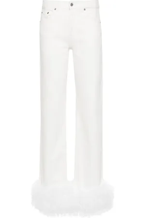 LOULOU Jeans met veren afwerking