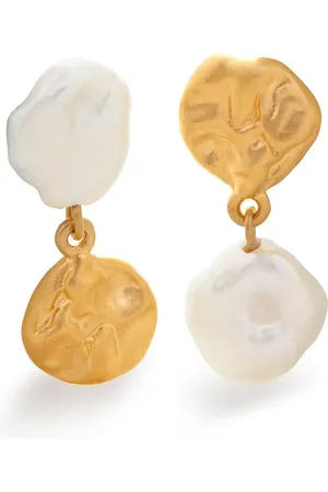 Monica Vinader X Mother of Pearl Keshi oorbellen met parel
