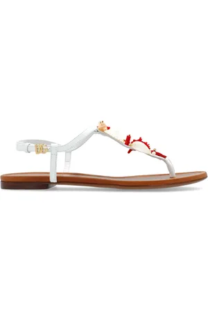 Dolce & Gabbana Leren sandalen met geborduurd koraal