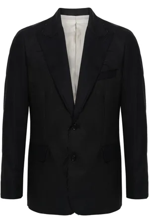 ERALDO Wollen blazer met krijtstreep en franje